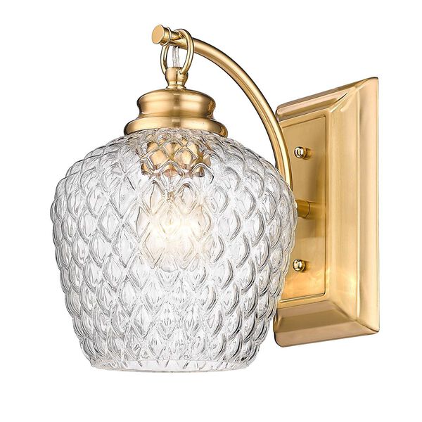 Adeline Modern Brushed Gold One-Light Wall Sconce with Clear Glass, image 1